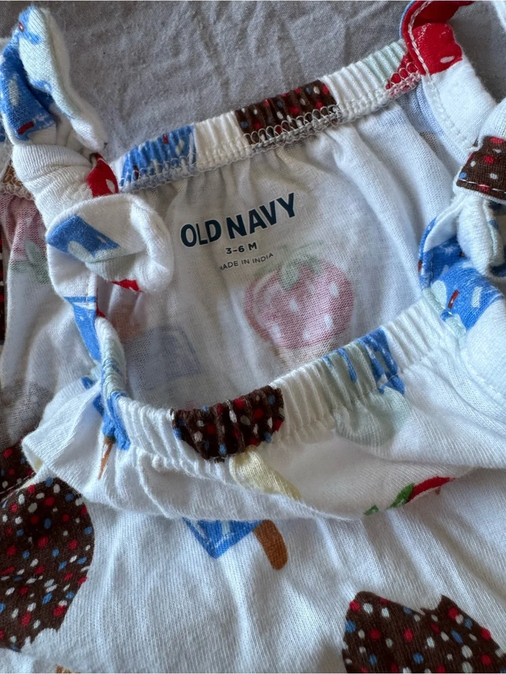 Old Navy White Baby Romper with Summer Treats Print